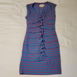 Nicole Miller Artelier Blue and Pink Striped Bodycon Dress